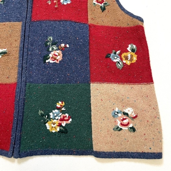 VTG patchwork floral embroidered vest 1X - Picture 4 of 12